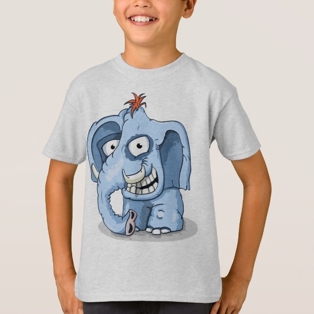 Cheerful Blue Elephant T-Shirt (Front)