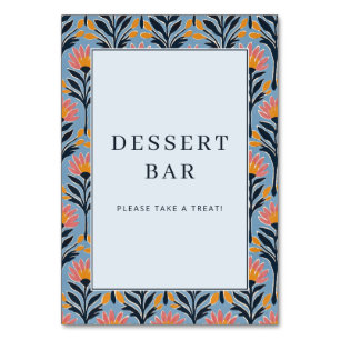 Cheerful Blue Floral Border Table Number
