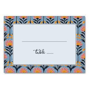 Cheerful Blue Floral Border Table Number