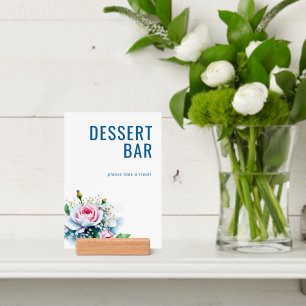 Cheerful Blue Floral Dessert Bar Sign Holder