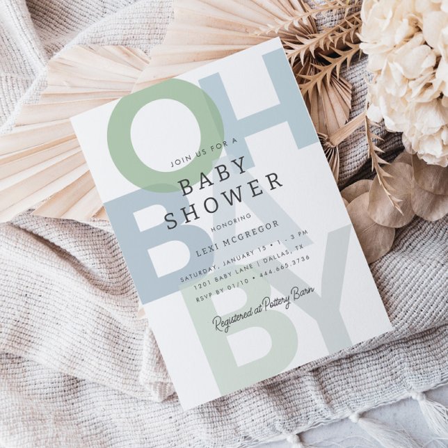 Cheerful Blue Green Boys Baby Shower Invitation (Creator Uploaded)