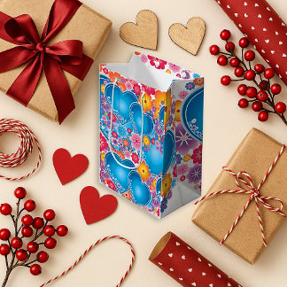 Cheerful Blue Heart Celebration Medium Gift Bag