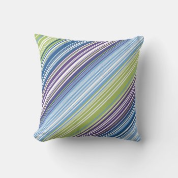 Cheerful Blue Purple Rainbow Striped Throw Pillow by ElizaBGraphics at Zazzle