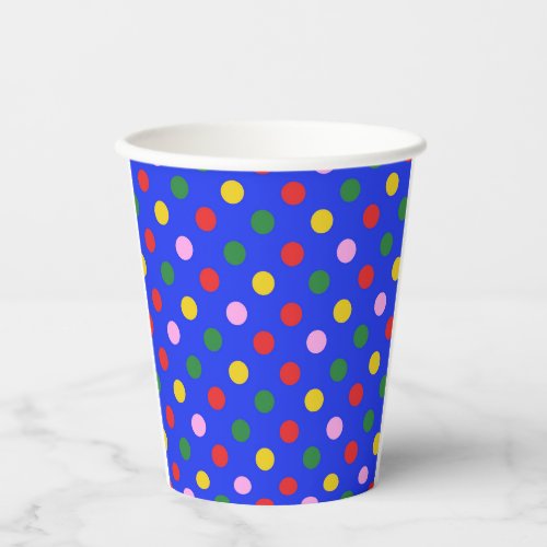 Cheerful Blue with colorful dots Paper Cups