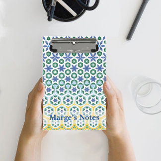 Cheerful Blue Yellow Patterned Mini Clipboard
