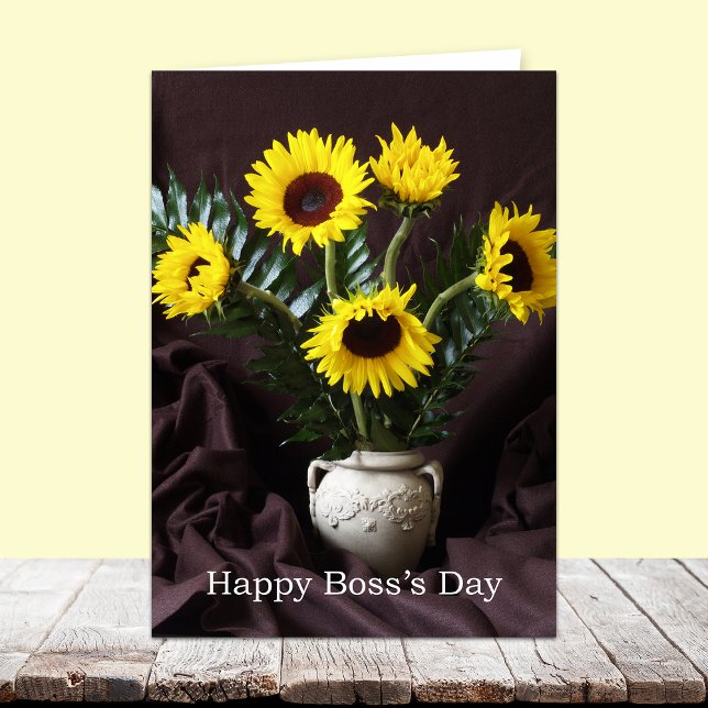 Cheerful Boss Day Greeting -- Sunflowers Card (Creator Uploaded)