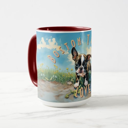 Cheerful Boston Terrier Love Coffee  Mug