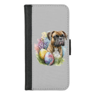 Cheerful Boxer Dog Easter Egg, Happy Easter Boxer iPhone 8/7 Wallet Case