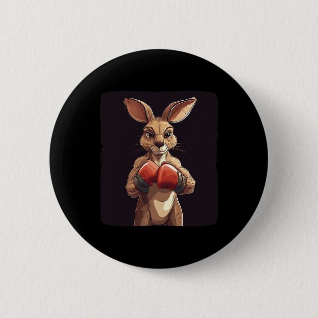 Cheerful Boxer Kangaroo For A Lighthearted Punch  Button (Front)