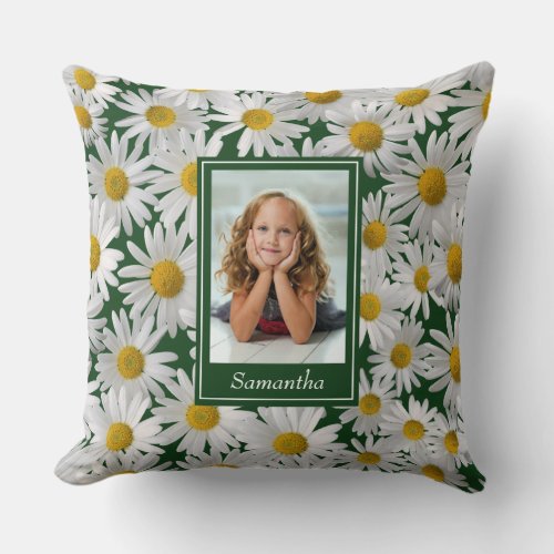 Cheerful Bright Daisy Custom Photo â Throw Pillow