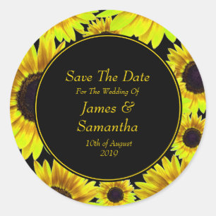 Cheerful Bright Yellow Sunflower  - Save The Date Classic Round Sticker