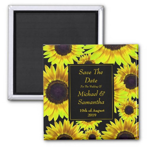 Cheerful Bright Yellow Sunflower  _ Save The Date Magnet