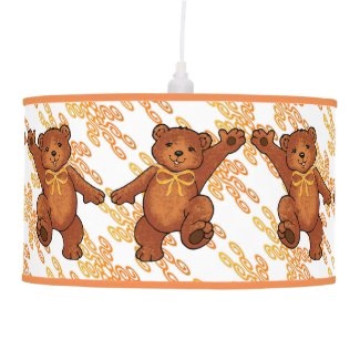 Cheerful Brown Teddy Bears With Orange Bows Hanging Lamp