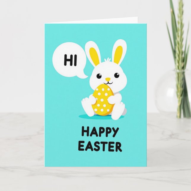 Cheerful Bunny Hello Card (Front)