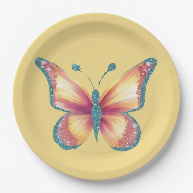 Cheerful Butterfly Paper Plates (Front)