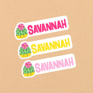 Cheerful Cactus Lover's Cutout Name Savannah Sticker