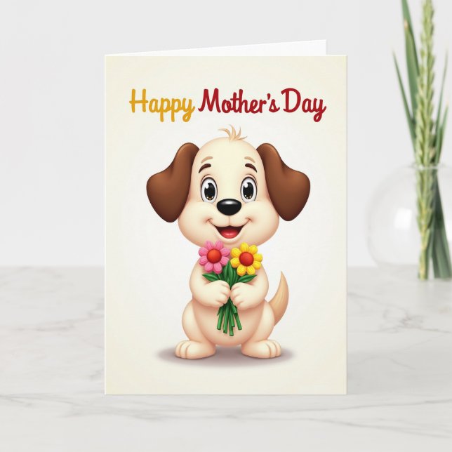 Cheerful Canine Mothers Day Card (Front)
