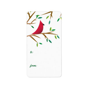 Cheerful Cardinal Blank Winter Holiday Gift Tag