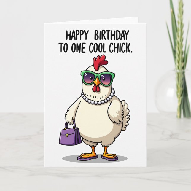 Cheerful Cartoon Bird Birthday Card (Front)