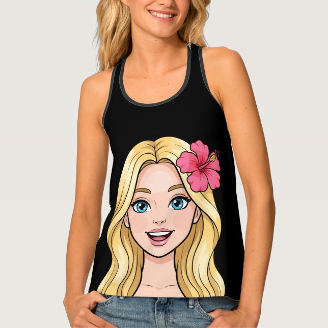 Cheerful Cartoon Character Women's Tank Top (Front)
