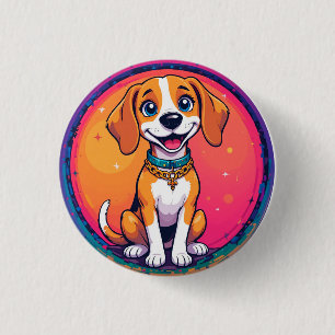 Cheerful Cartoon Dog Button
