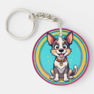 🐶 Cheerful Cartoon Dog Cute Happy Pet Design Keychain
