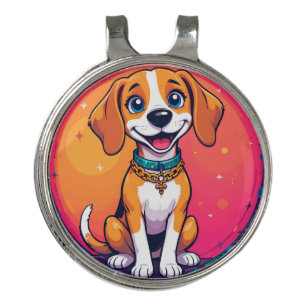 Cheerful Cartoon Dog Golf Hat Clip