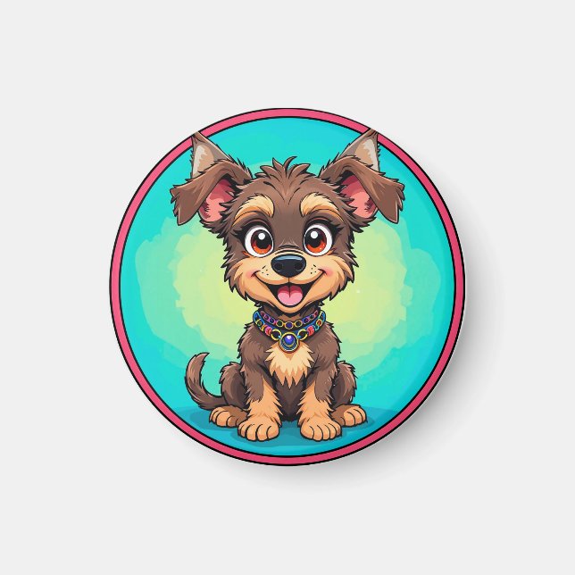 Cheerful Cartoon Dog Magnet (Front)