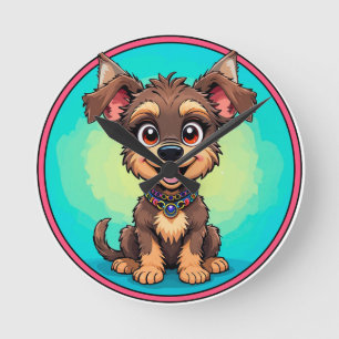 Cheerful Cartoon Dog Round Clock