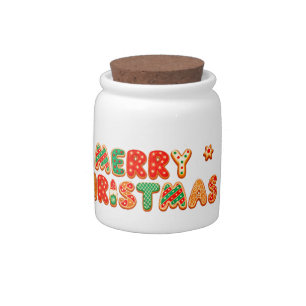 Cheerful Cartoon Dog Wearing a Santa Hat Candy Jar