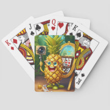 Cheerful Cartoon Golden Pineapple Taking Pictures