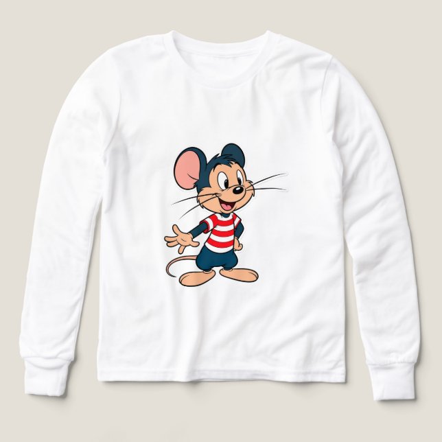 Cheerful Cartoon Mouse Character Tri-Blend Shirts (Design Front)