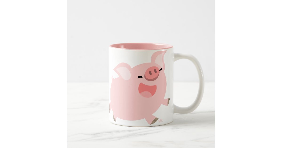 Cheerful Cartoon Pig custom mug | Zazzle