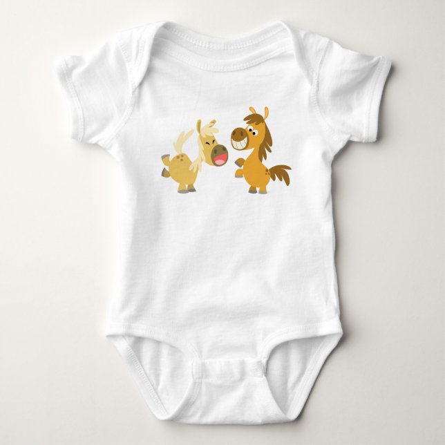 Cheerful Cartoon Ponies Baby Apparel Baby Bodysuit (Front)