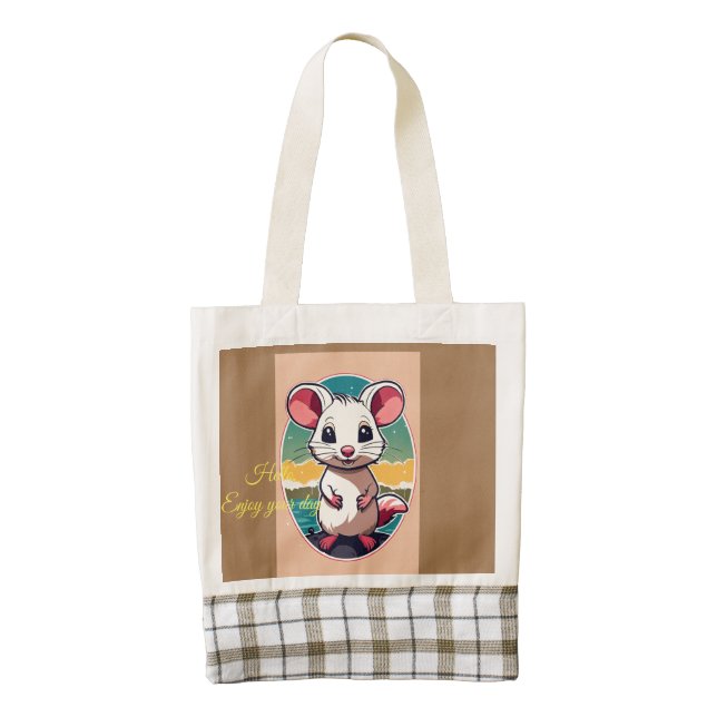 Cheerful Cartoon Print Zazzle HEART Tote Bag. (Front)