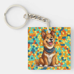 Cheerful cartoon-style dog keychain