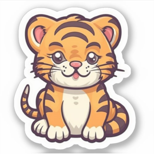 Cheerful Cartoon Tiger Stickers for Scrapbooking