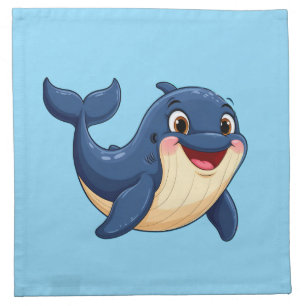 Cheerful Cartoon Whale Swimming Cloth Napkin