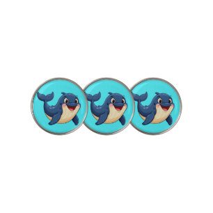 Cheerful Cartoon Whale Swimming Golf Ball Marker