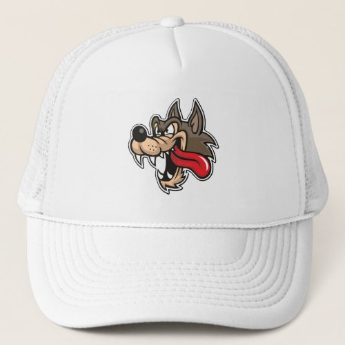 Cheerful Cartoon Wolf Trucker Hat