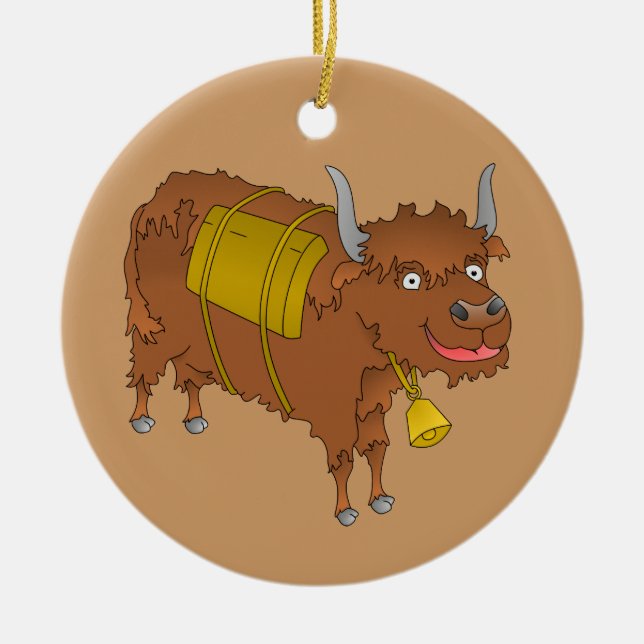 Cheerful cartoon yak ceramic ornament (Front)