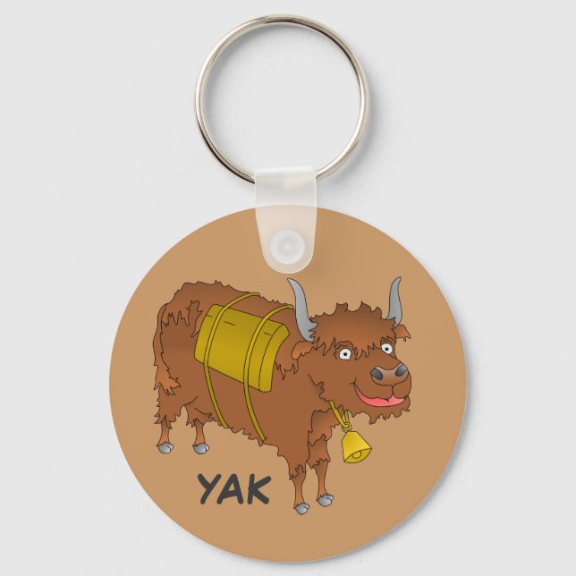 Cheerful cartoon yak keychain (Front)
