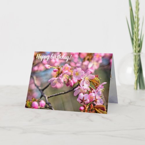 Cheerful Cascade Of Sakura Flowers On A Spring Day Card