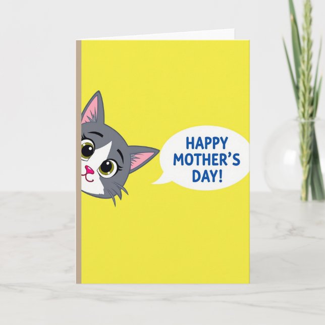 Cheerful Cat Mothers Day Card (Front)