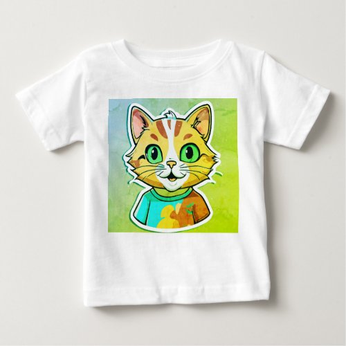 Cheerful Cat Sticker Pixar_Inspired Fun Baby T_Shirt