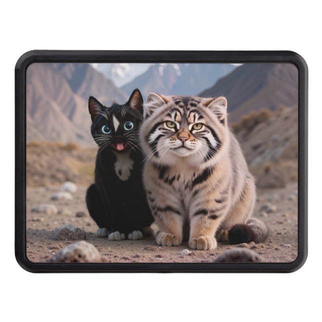 Cheerful Cat vs. Grumpy Cat – Humor Hitch Cover (Front)