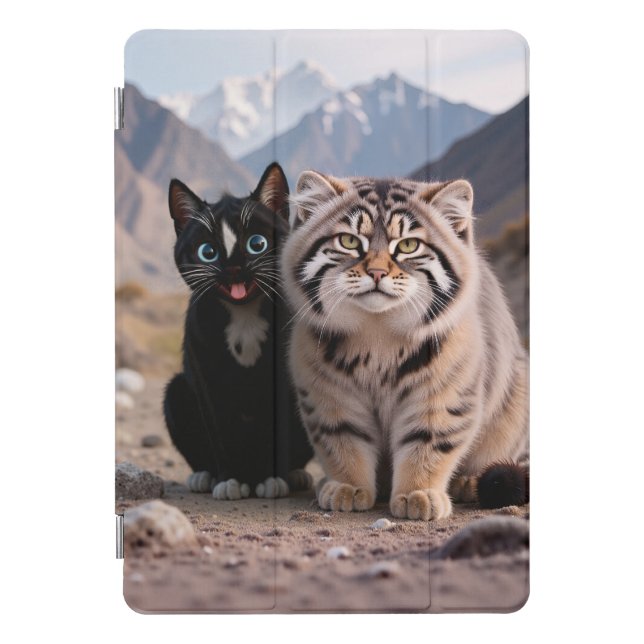 Cheerful Cat vs. Grumpy Cat – Humor iPad Pro Cover (Front)