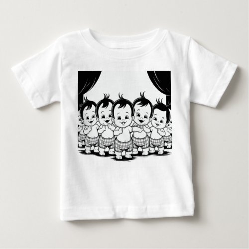 Cheerful Checkered Cuties The Fab Five Baby T_Shirt