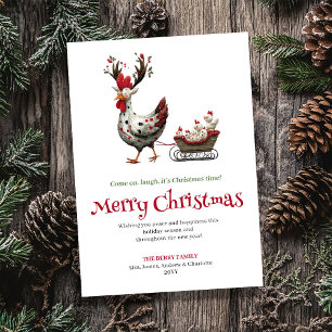 Cheerful Chickens Quirky Christmas Greeting Card