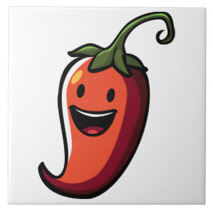 Cheerful Chili Pepper Ceramic Tile